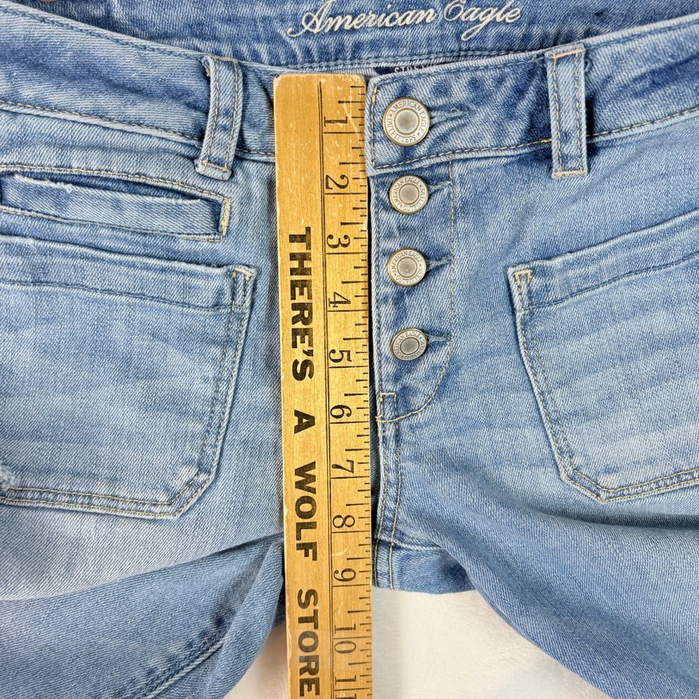 American Eagle Flare Jeans Women 8 Light Blue Excellent Low Rise Button Fly Y2K - Picture 4 of 14